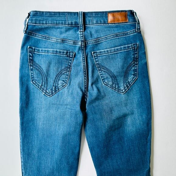 Hollister High Rise Flare Ripped Medium Wash 25R Denim Retro Boho Hippie - Picture 6 of 7